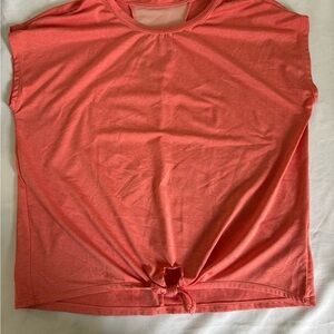 Runway Coral Knotted Crop Workout Shirt – Sleeveless, Very Good Condition